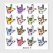 Sticker ASL I Love You ILY Hand Signes (Feuille)