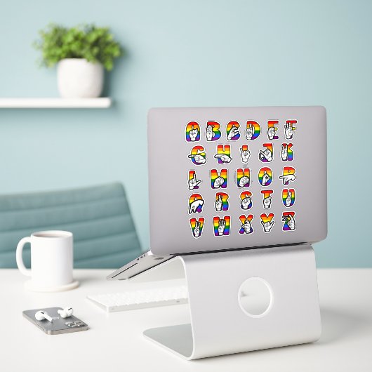 Sticker ASL Pride Alphabet (Ordinateur portable sur le bureau)