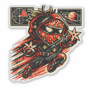 Sticker Assassin Star Strawberry — Ninja de l'Espace Rétro