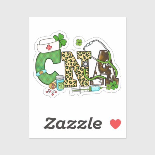 Sticker Assistant en soins infirmiers certifié St. Patrick (Feuille)
