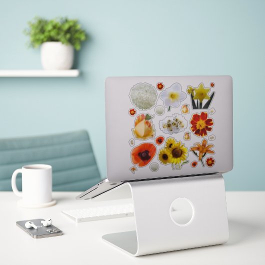 Sticker Assorted White Yellow Orange Flowers (Ordinateur portable sur le bureau)
