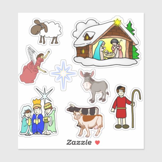 Sticker Assortiment d'autocollants religieux de Noël (Feuille)