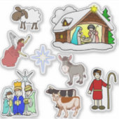 Sticker Assortiment d'autocollants religieux de Noël (Devant)