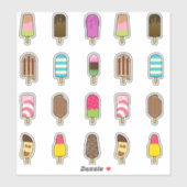 Sticker Assortiment de crème glacée Yummy Popsicle (Feuille)