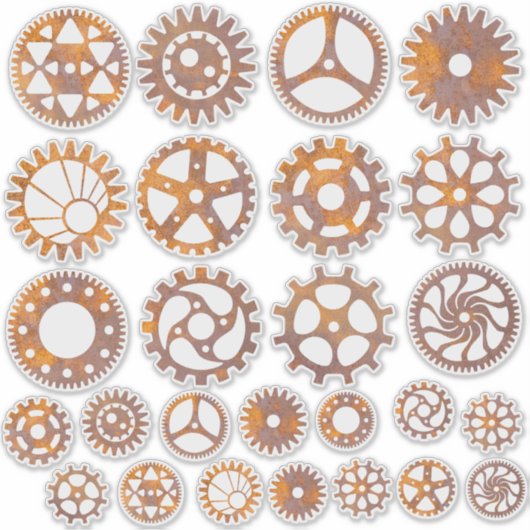 Sticker Assortiment d'engrenage Rusty Steampunk (Devant)