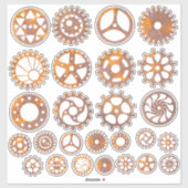 Sticker Assortiment d'engrenage Rusty Steampunk (Feuille)