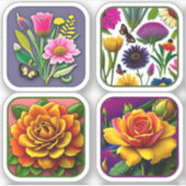 Sticker Assortiment fleur sauvage et Rose #1 (Devant)