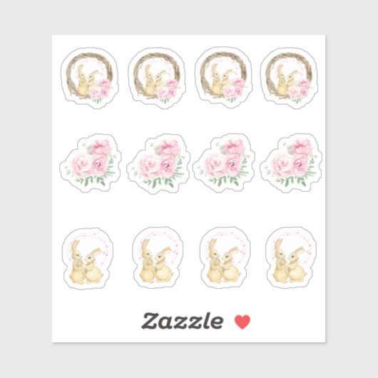 Sticker Assortiment lapin de Pâques (Feuille)