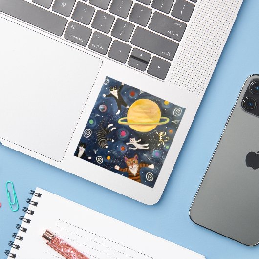 Sticker Astro Cats (Ordinateur portable avec iPhone)