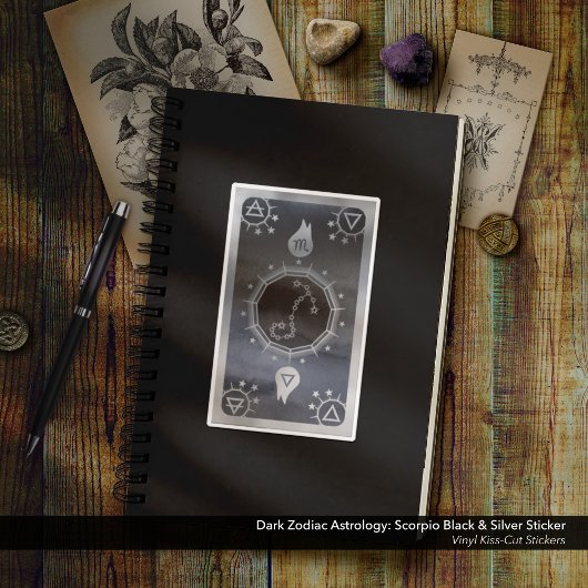 Sticker Astrologie Zodiaque foncée : Scorpio Black & Silve