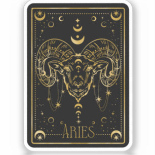 Sticker astrologique Zodiac Black & Gold Aries
