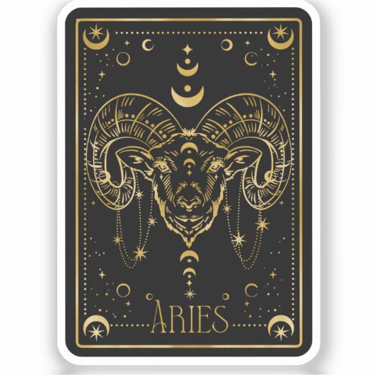 Sticker astrologique Zodiac Black & Gold Aries (Recto)