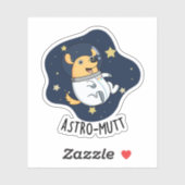 Sticker Astromutt Funny Chien Astronaut Pun (Feuille)