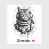 Sticker Astronaut Cat Ink Art (Feuille)