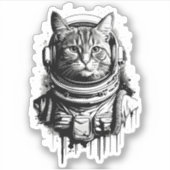 Sticker Astronaut Cat Ink Art (Devant)