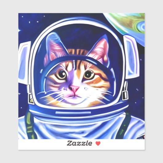 Sticker Astronaut de chat dans l'espace (Feuille)