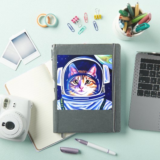 Sticker Astronaut de chat dans l'espace (Couverture iPad)