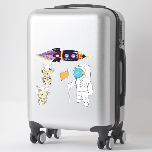 Sticker Astronaut et amis (Sur valise)