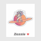Sticker Astronaut Music Lover avec Boombox (Feuille)