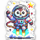 Sticker Astronaute de hibou à 8 bits - Explorateur d'espac (Recto)