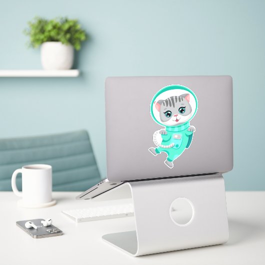 Sticker Astronaute de l'espace Cat (Ordinateur portable sur le bureau)