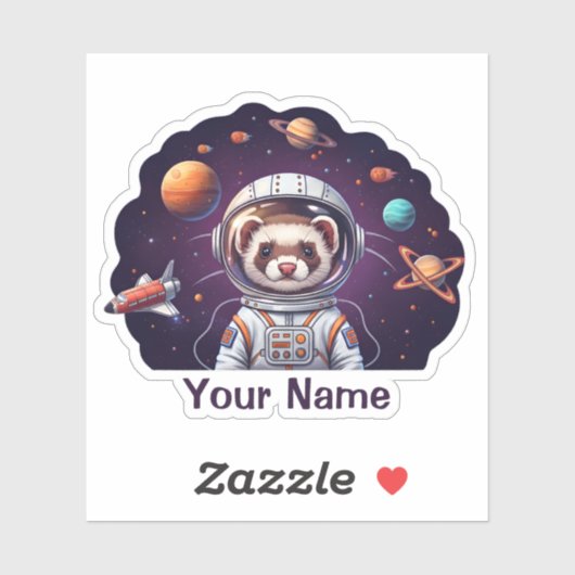 Sticker Astronaute Furet Mignon dans l'Espace (Feuille)