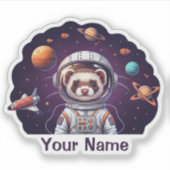 Sticker Astronaute Furet Mignon dans l'Espace (Devant)