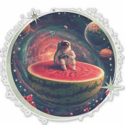 Sticker Astronaute Pastèque Espace (Devant)