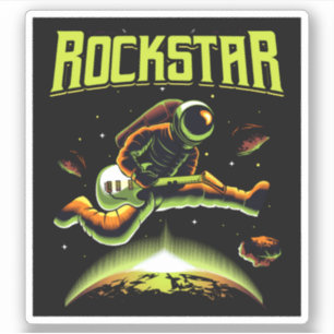 Sticker astronaute Rockstar jouant de la guitare dans l'es