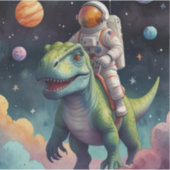 Sticker Astronaute sur Dino dans l'espace (Devant)