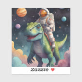 Sticker Astronaute sur Dino dans l'espace (Feuille)