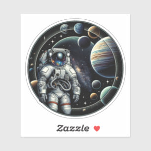 Sticker Astronaute vintage et planètes