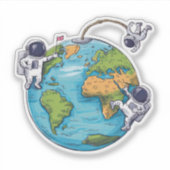 Sticker Astronautes en flottant (Devant)