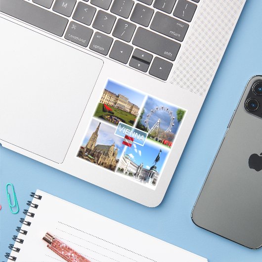 Sticker AT Vienna - Schloss Schonbrunn - Prater Fnfair - (Ordinateur portable avec iPhone)