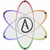 Sticker Atheist Atom Symbol Rainbow Black (Devant)