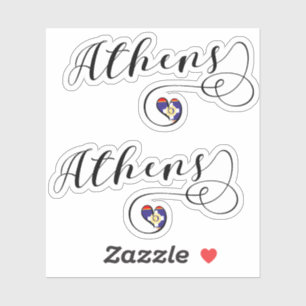 Sticker Athènes - Coeur du drapeau, Grèce