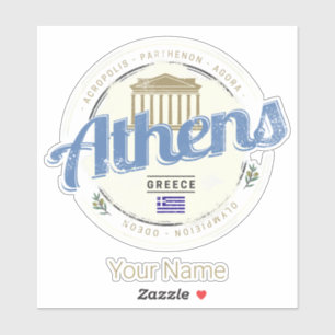 Sticker Athènes Grèce Rétro Acropole Souvenir Vintage