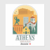 Sticker Athènes vintage Grèce Voyage - Parthenon City (Feuille)