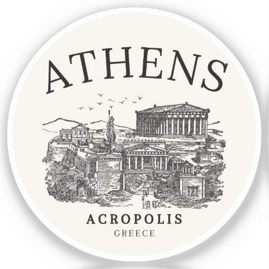 Sticker Athens Grecce  Acropolis Vintage scene (Recto)