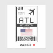 Sticker ATL Atlanta Boarding Pass - Georgia Travel (Feuille)