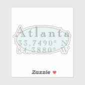 Sticker Atlanta Latitude et Longitude (Feuille)
