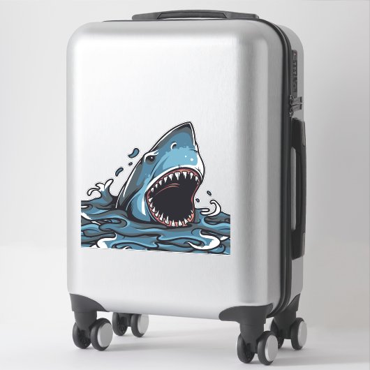 Sticker Attaque de requin (Sur valise)