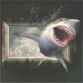 Sticker Attaque de requin sautant de l'eau style 3d (Devant)