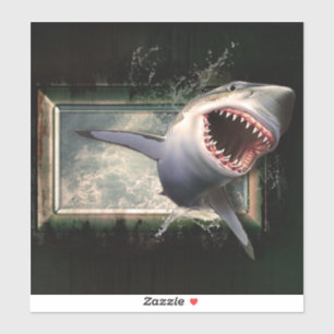 Sticker Attaque de requin sautant de l'eau style 3d