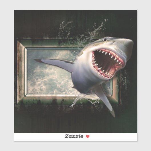 Sticker Attaque de requin sautant de l'eau style 3d (Feuille)