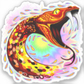 Sticker Attaque de serpent Psychedelic Surreal Art (Recto)