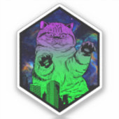 Sticker Attaques de catzilla géante Monster Cat Skyline (Recto)