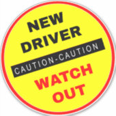 Sticker Attention Attention Nouveau pilote (Devant)