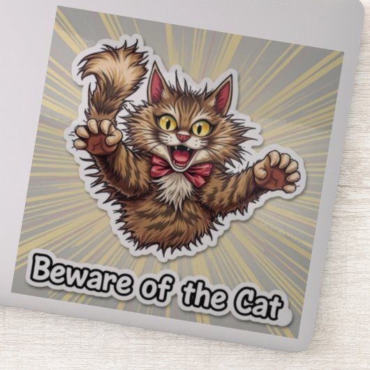Sticker Attention au chat (Détail)