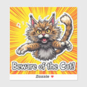 Sticker Attention au chat (Feuille)